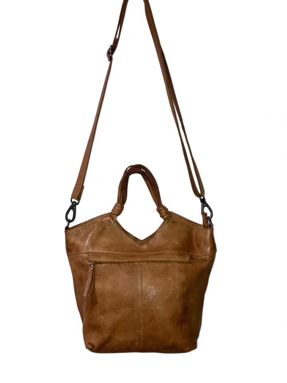 Latico Leathers Nash Crossbody Hobo Bag Cognac Brown Leather Convertible Purse